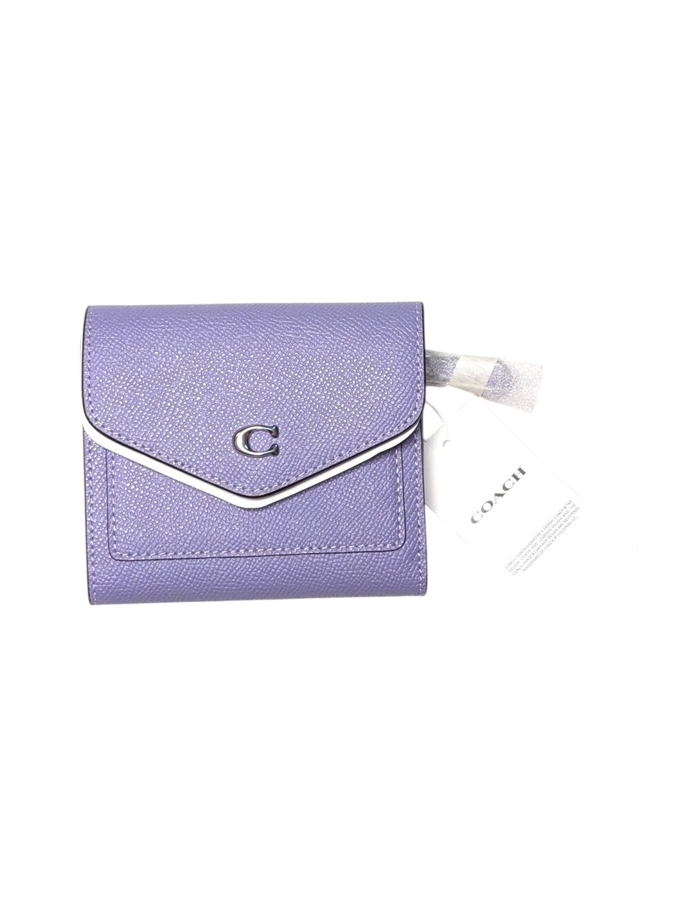 Coach Light Violet Pebbled Leather Wyn Small Trifold Wallet